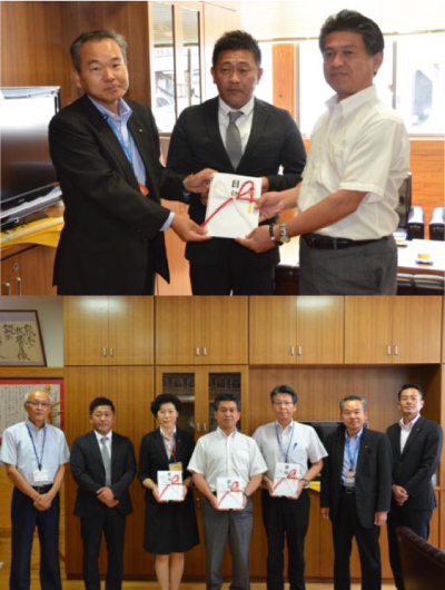 味岡グループが学び舎まなびや応援私募債発行記念品を寄贈