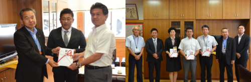 味岡グループが学び舎まなびや応援私募債発行記念品を寄贈